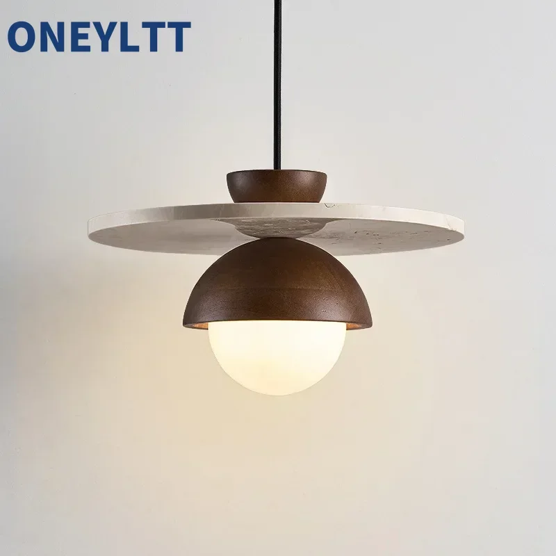 

Creative LED pendant lamp walnut pendant lamp stone pendant lamp bedside small light fixture home decoration 30CM 3colored light