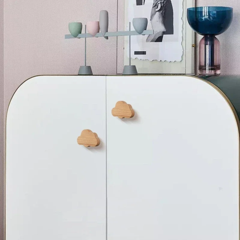 Kitchen Wardrobe Door Pulls Wood Cloud Hooks Furniture Handles Wooden Animal Cabinet Handles for Cabinets and Drawers Door Knobs