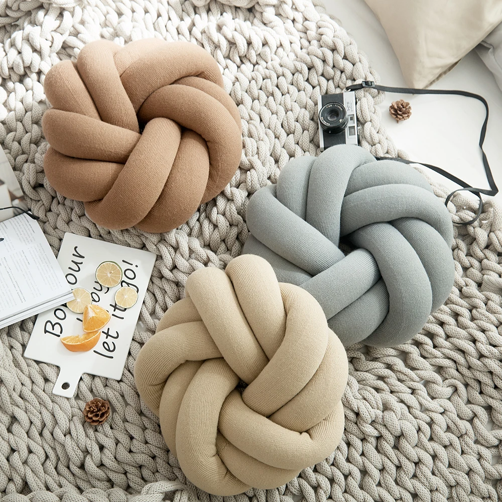 

Pure Cotton Hand Knot Spherical Cushion Comfortable Car Lumbar Pillow Home Decoration Sofa Cushion Soft Office Hand Pillow