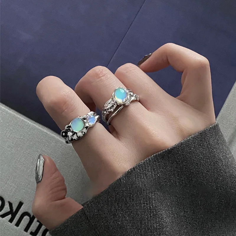 خواتم فوكسانري بلون فضي للنساء ، الأزواج ، التصميم الإبداعي ، الشخصية الأنيقة ، مجوهرات الذكرى السنوية ، الكورية ، الموضة الجديدة #5