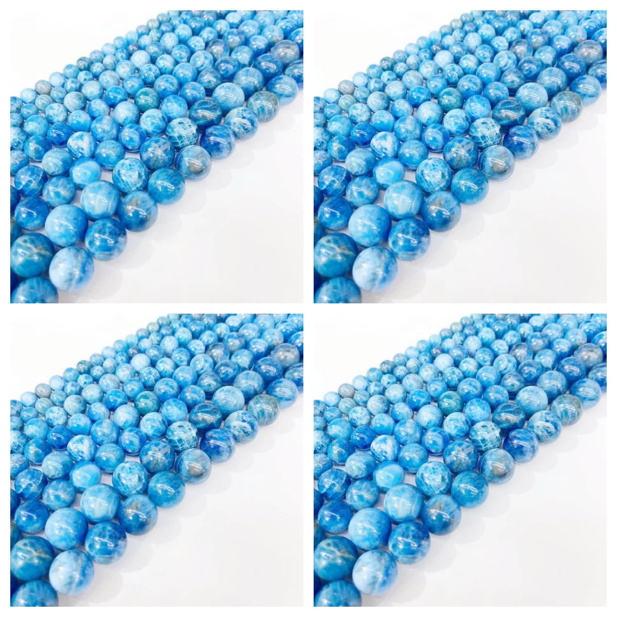 Natural Blue Apatite Stone Beads round Gem Beads for DIY Jewelry Making - Bracelet Charms 6mm 8mm 10mm 12mm Wholesale