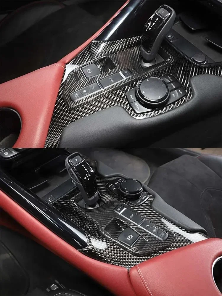 For TOYOTA GR Supra Real Dry Carbon Fiber MK5 A90 A91 19-2022 Gear Shift Panel Rear Center Tunnel Compartment Cover Accessories