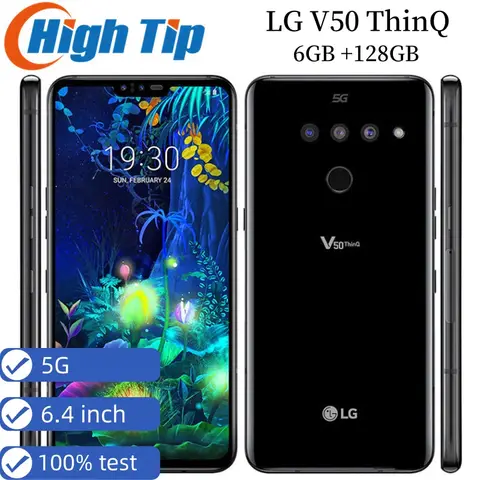 Unlocked Original LG V50 ThinQ 4G LTE 5G Cell Phone 6.4' 6GB RAM 128GB ROM Dual Front Triple FingerprRear Camera Mobile Phone