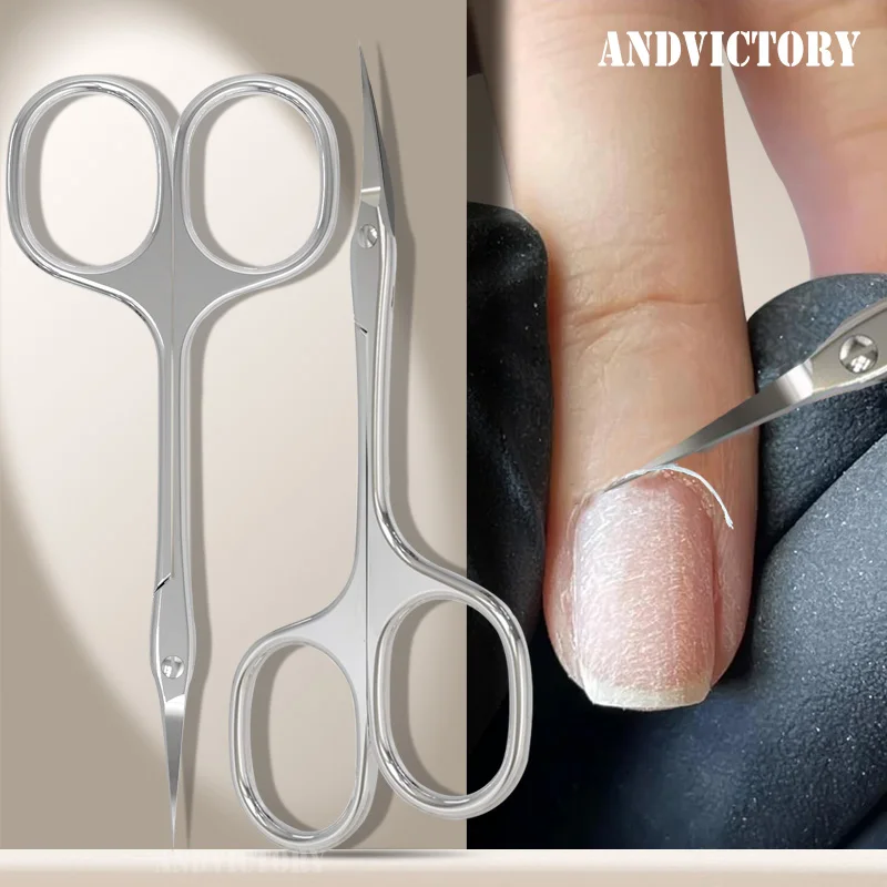 1Pcs Cuticle Scissors Extra Fine Curved Blade Stainless Steel Cuticle Cutter Eyebrow Eyelash Dry Skin Trimer Manicure Tool