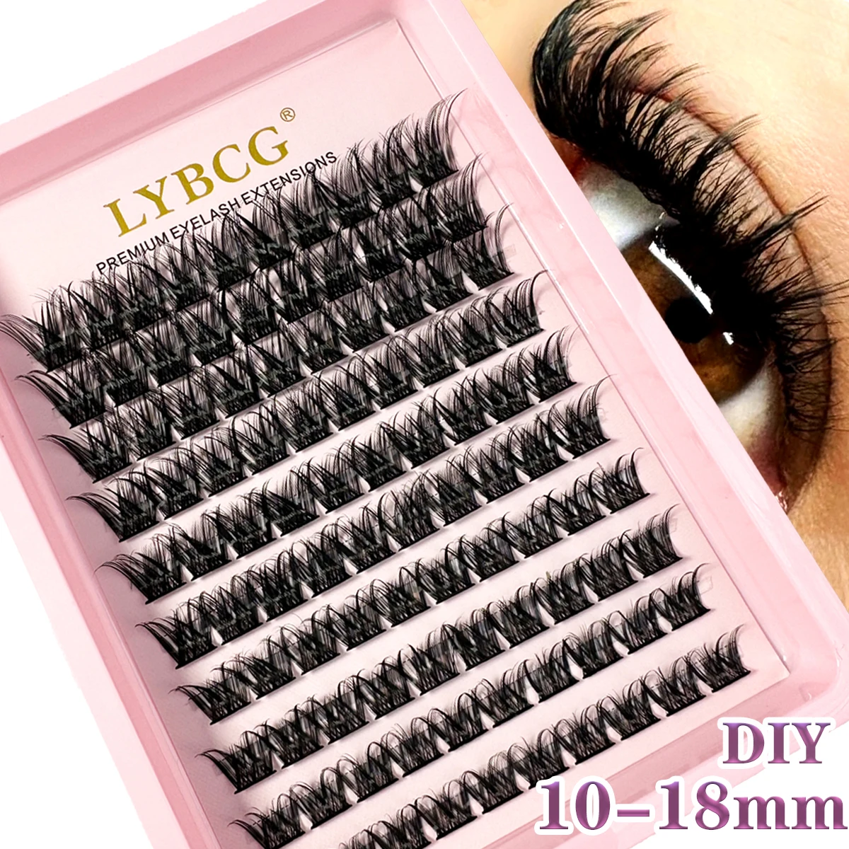 10Rows 0.07mm DIY Cluster Lashes Fluffy Volume Eyelash Extension Natural Segmented False Eyelashes Bundles Individual Lashes