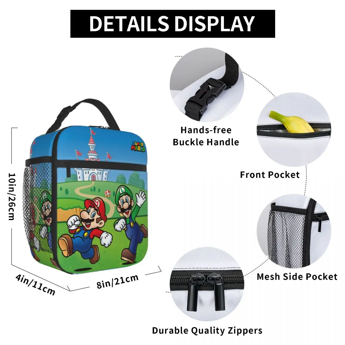 Custom M-Marioes Video Game Brothers Friends Insulated Lunch Bags for Camping Travel Portable Thermal Cooler Lunch Box Unisex view 5