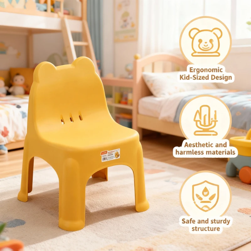 Children Plastic Kids Chair Backrest Baby Toddler Seat Child Chair Armchair Dining Stool Home Nursery Bedroom Kinderstuhl