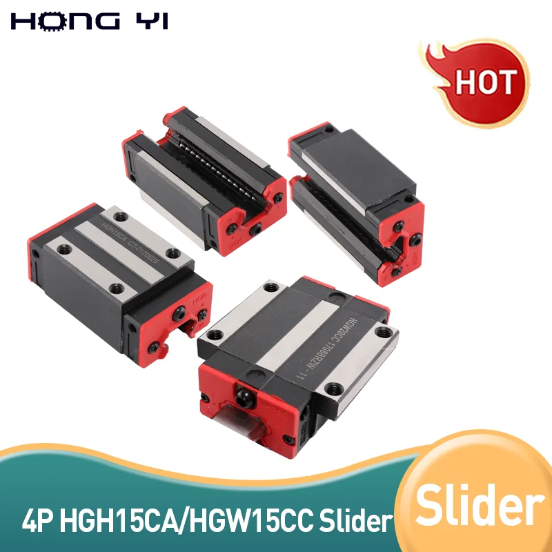 Linear Guide Rail Module 4PCS HGH15CA HGW15CC Linear Guide Rail Block HGH15 For CNC Worm Wheel Edging Machine