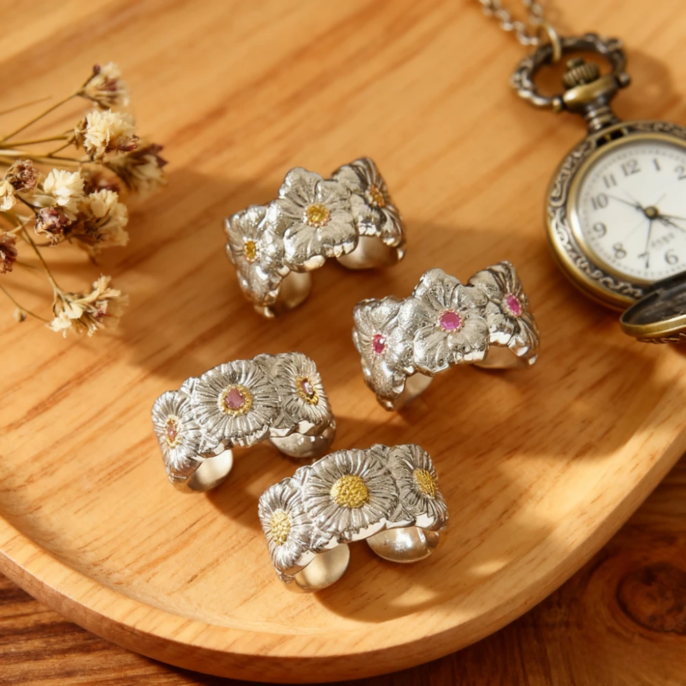 

Fashion Jewelry Small Daisy Fashionable Sunshine Open - adjustable Ring