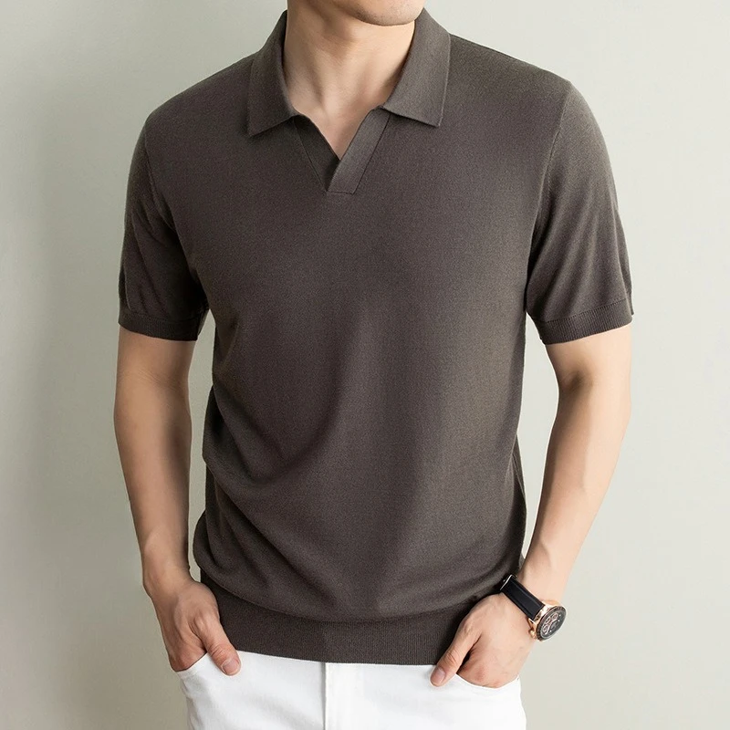 Men's Polo Shirt 2026 Spring and Summer New Lapel Knitted Breathable Cross-border Short Sleeve Men's T-Shirt