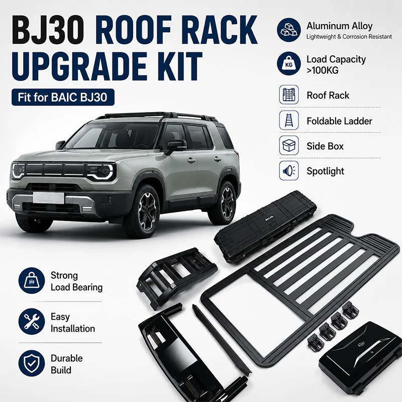 Aluminum Alloy Roof Top Luggage Rack for BJ30 Roof Rack Folding Ladder Side Box Spotlight and Modification Accessories