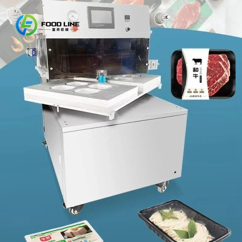 Customized Tray Seal Nitrogen Gas Flush Injection Food Vacuum Sealer Fruit Pack Map Modified Atmosphere Package Machine