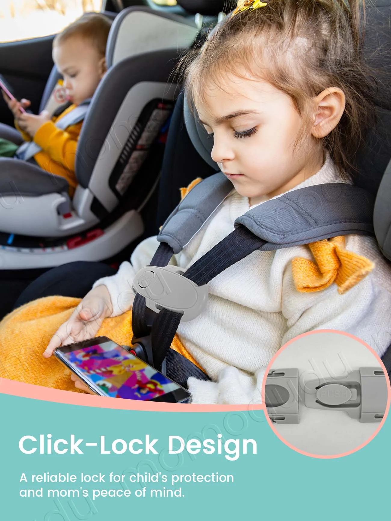 Universal Seat Chest Harness Clip - Anti EscapeBaby & Kids Seat Safety Buckle Lock, Adjustable Guard for Strollers & Car Seats image 6