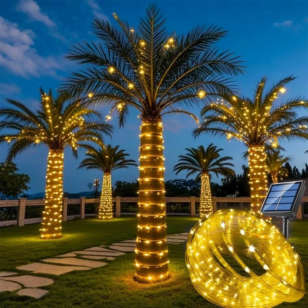Waterproof Solar String Lights PVC Christmas Decoration LED Strip Lights Solar Powered Flexible Tube Lamp