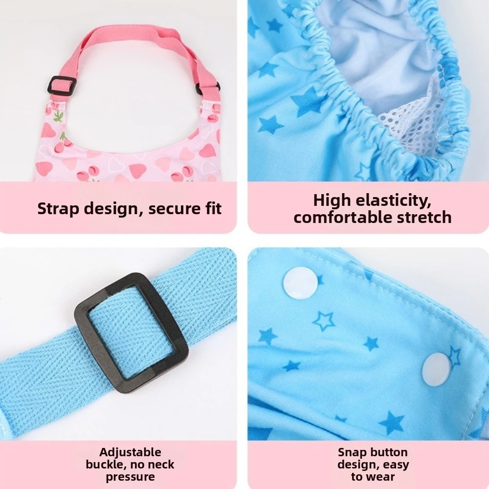 Adjustable Pet Physiological Pants Washable Cartoon Print Pet Sanitary Pants Comfortable Breathable Pet Recovery Suit