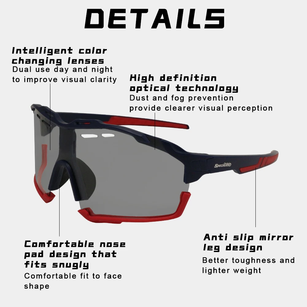 نظارات ركوب الدراجات فوتوكروميك للرجال والنساء، نظارات شمسية للدراجات الجبلية، نظارات رياضية للحماية من الأشعة فوق البنفسجية 400، سباق البيسبول والقوارب والجولف