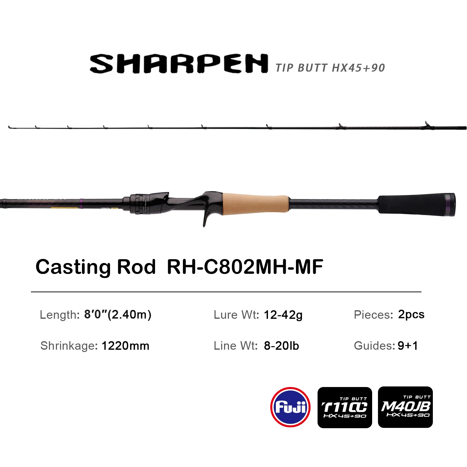 PURELURE SHARPEN Soft Lure Long Spinning and Casting XF/MF Action Rods FUJI Components Bass Pike Rod Angelrute Spinnrolle