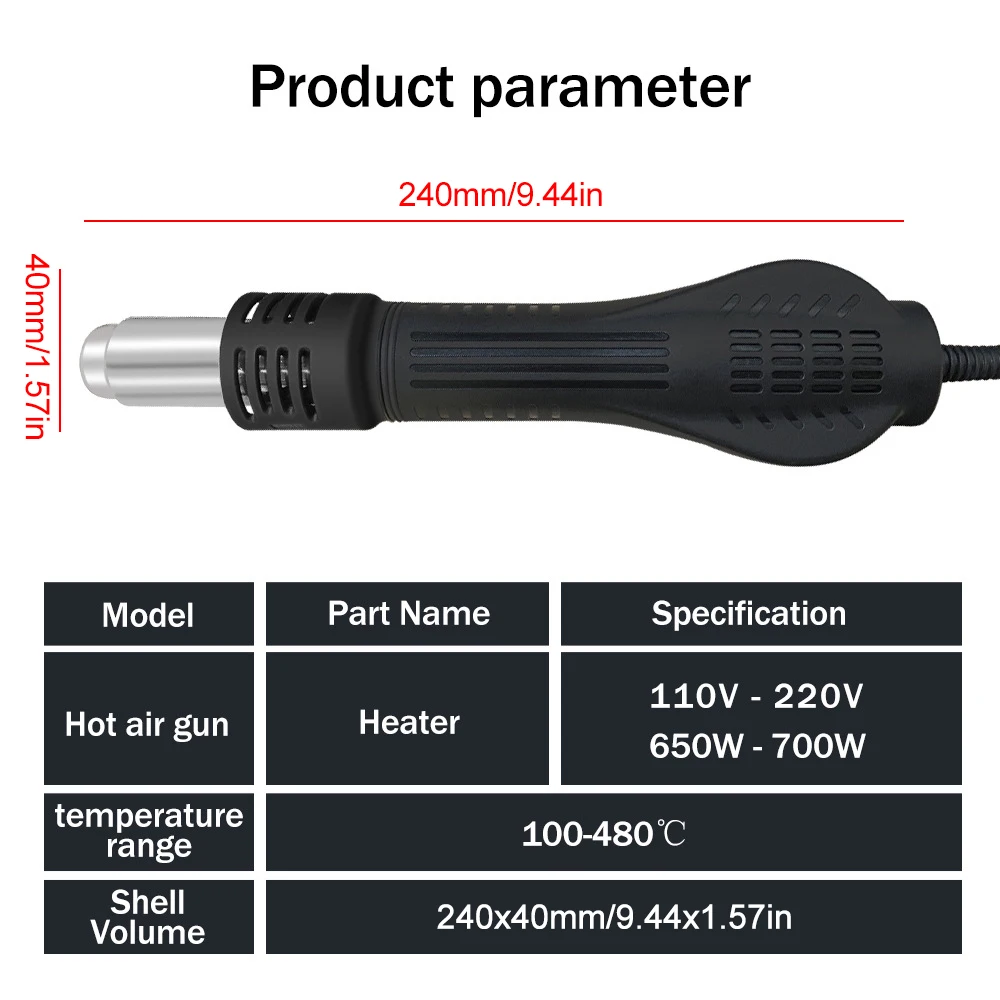 8 Holes/8 Wire Heat Gun Handle BGA Rework Solder Hot Air Blower Heating Gun FOR 858 8586 878 898D Soldering Station Dryer Fan