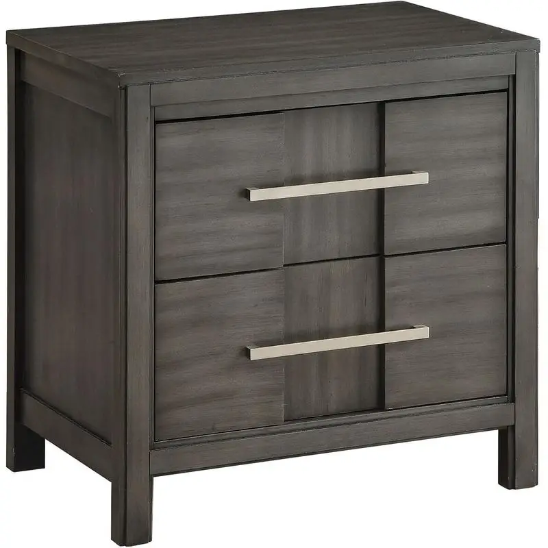 Comodino transitorio grigio con struttura con cassetto a coda di rondine inglese - Elegante comodino per riporre la camera da letto e