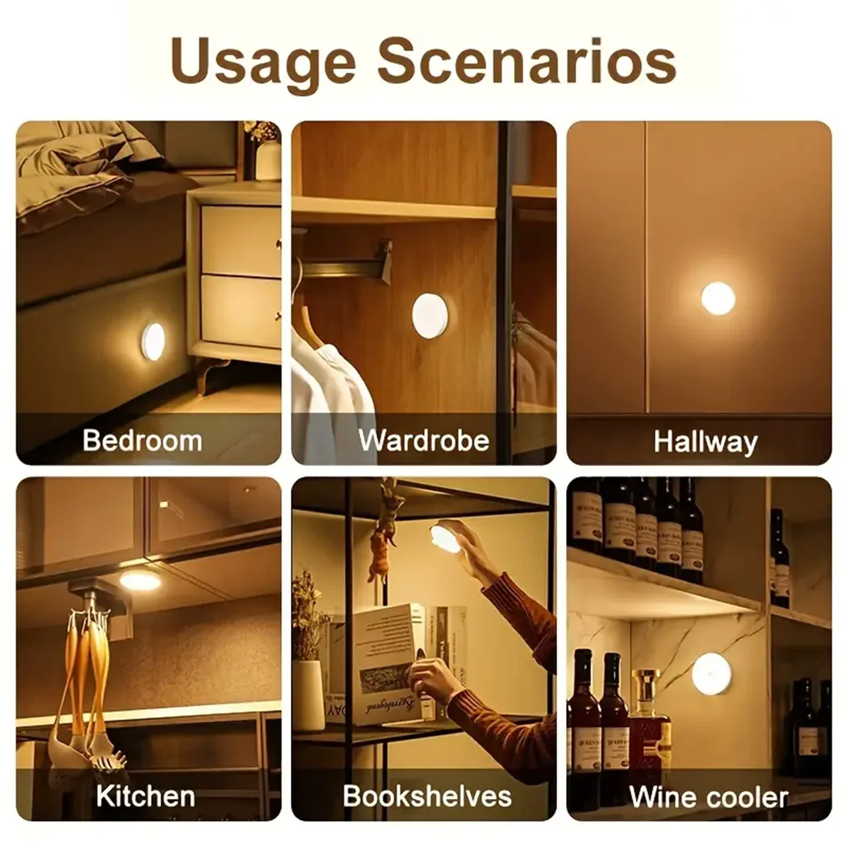 Motion Sensor Night Light 360° Rotating LED Cabinet Light Portable Battery Night Light For Bedroom Hallway light