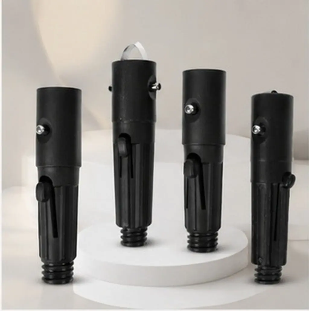 Mop Pole Threaded Tip Adapter 4 Piece Plastic Replacement with Spring Clip for 23 mm Telescopic Broom Handle