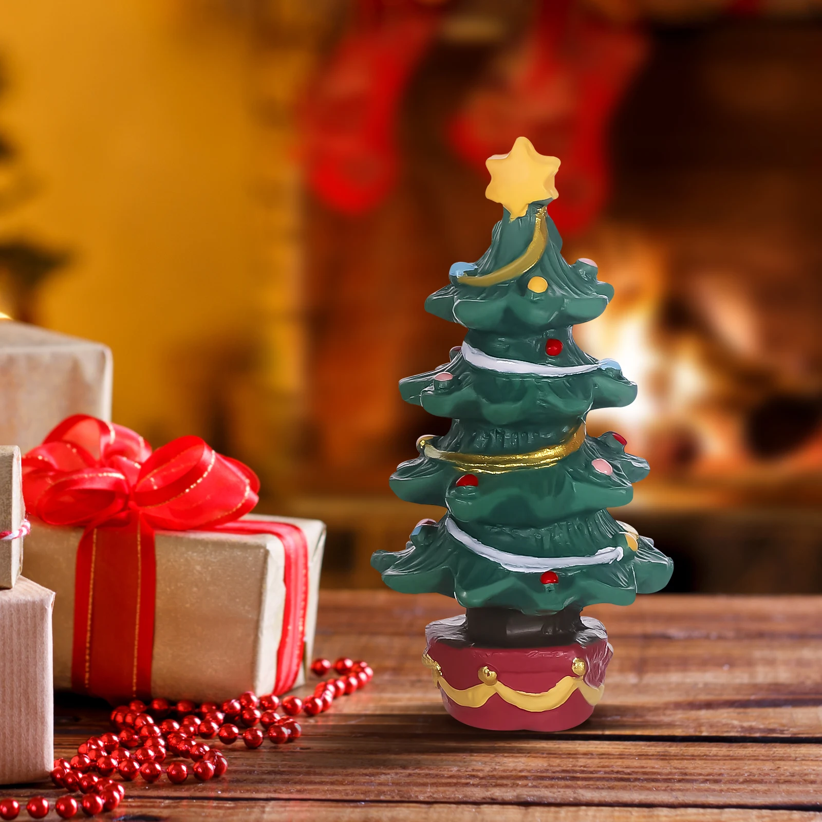 

Mini Resin Christmas Tree Desktop Ornament Lightweight Portable Tabletop Xmas Decoration Craft Addition Christmas Party