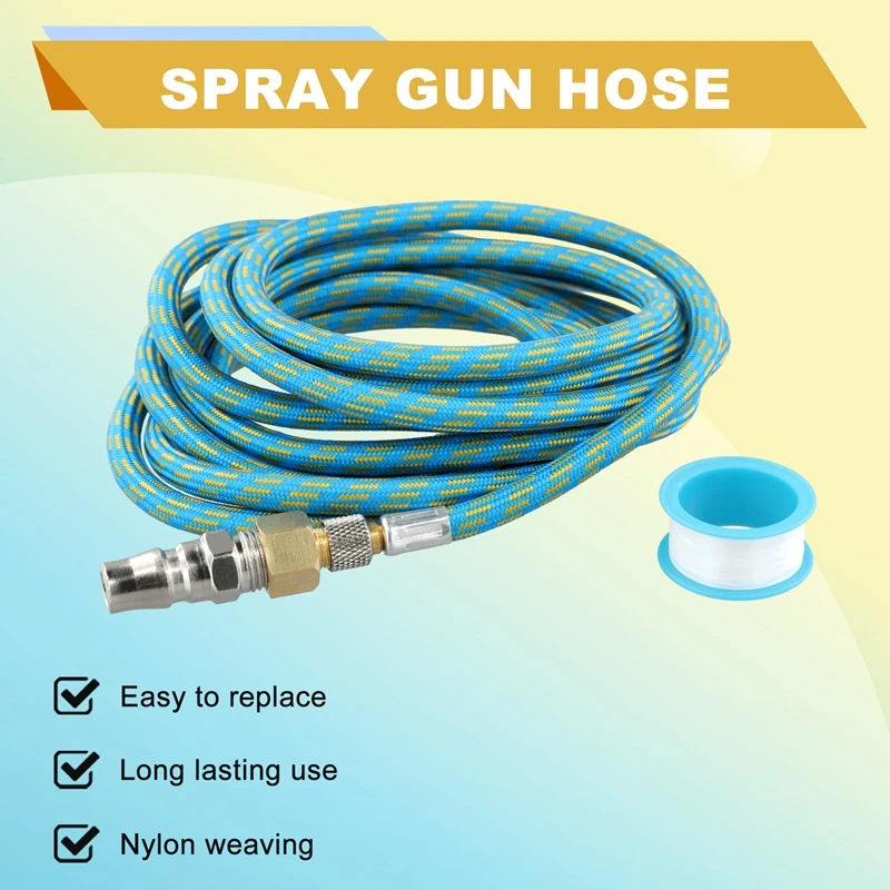 3 Meter/9.84Ft Nylon Braided Airbrush Air Hose Standard 1/8Inch-1/4Inch Adapter Suit For Air Bursh