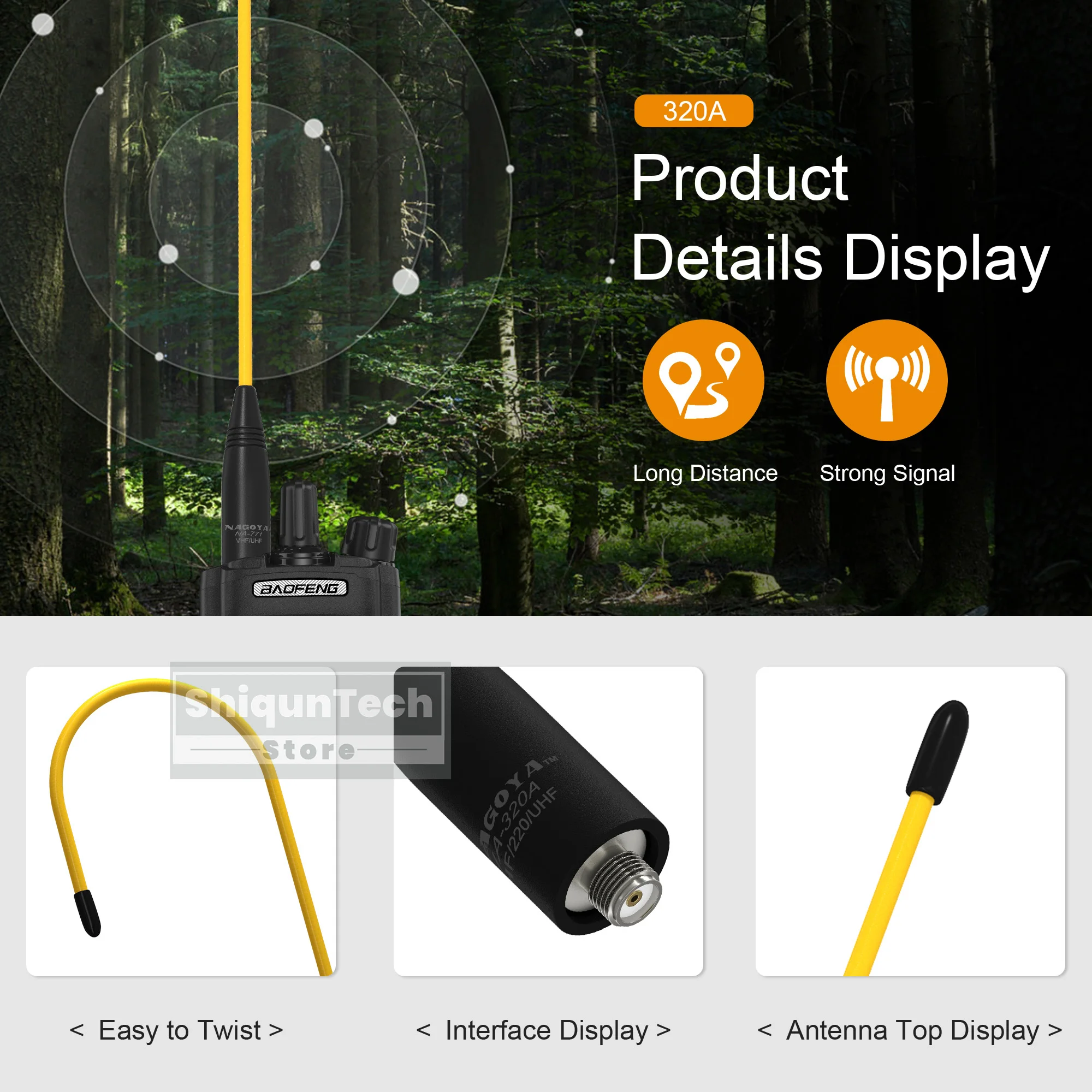 Original Nagoya NA-320A Antenne Tri-Band SMA-Buchse 144-220-440 Mhz Weiche Peitsche Antenne Für Quansheng TK118 Retevis RA685 RT86 Radio