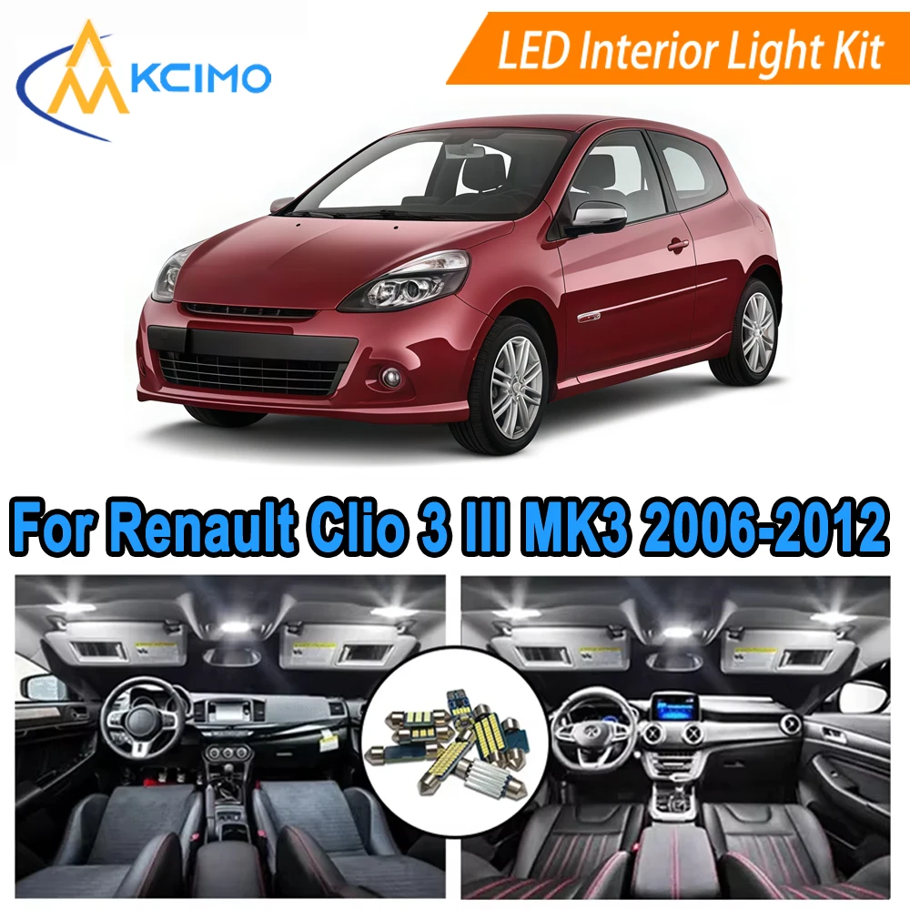 

Direct Fit LED Interior Bulb Set For Renault Clio 3 III MK3 2006-2012 LED Interior Lights Super Bright 6000K Easy Installation