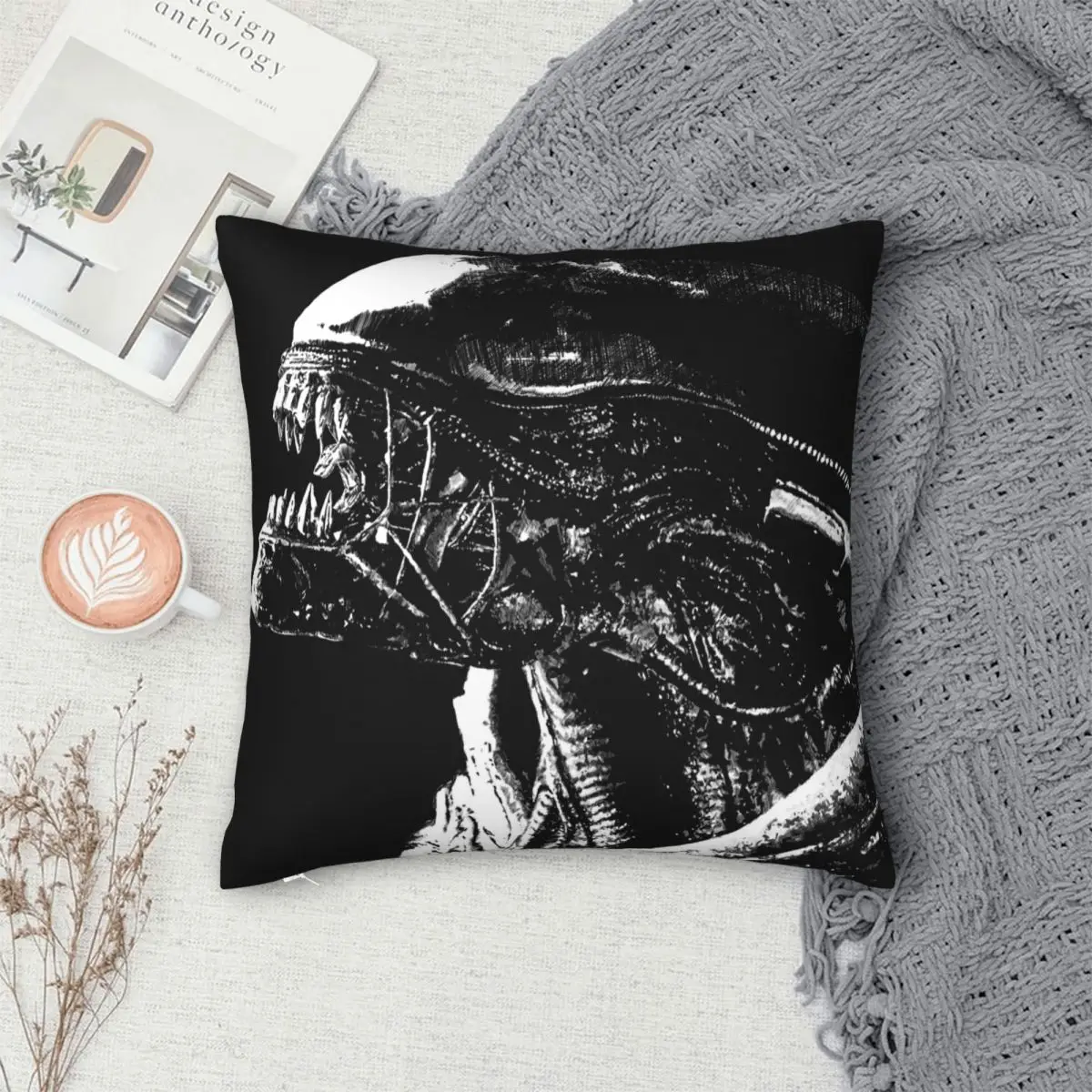Alien Xenomorph Square Pillowcase Polyester Linen Velvet Creative Zip Decor Throw Pillow Case Sofa Seater Cushion Cover