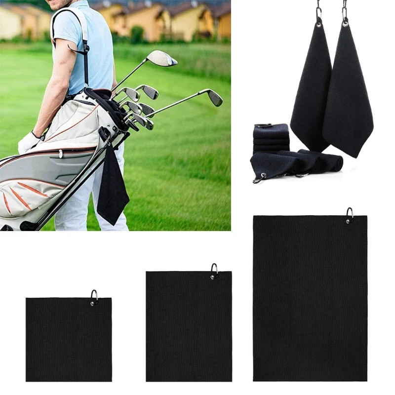 Handuk Golf Microfiber Wafel Handuk Golf Hadiah Handuk Pembersih Golf Hitam