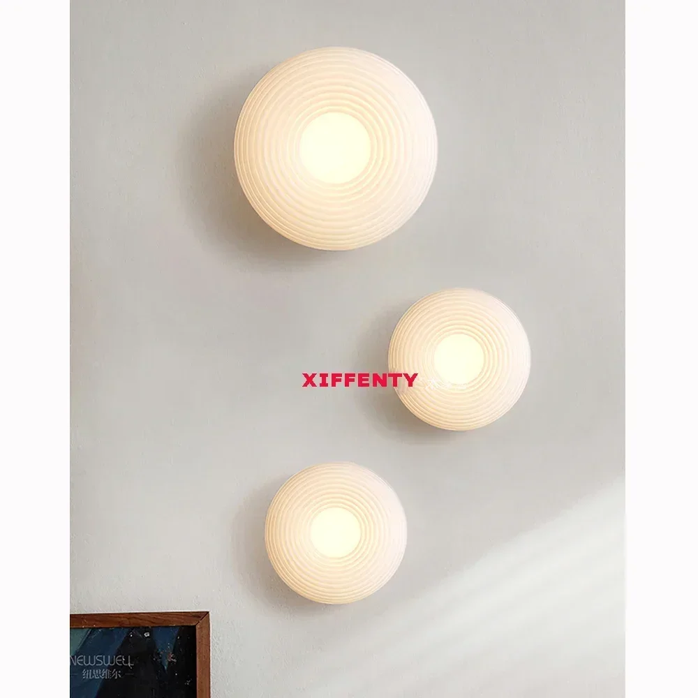 

Modern Nordic round LED wall lamp bedroom balcony entrance porch lamp warm guest dining room ceiling light chandelier