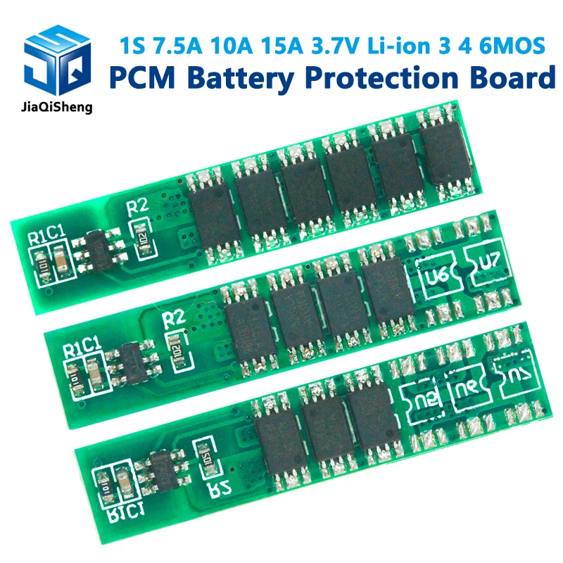 1S 7.5A 10A 15A 3.7V Li-ion 3 4 6MOS BMS PCM Battery Protection Board PCM for 18650 Lithium Lion Battery