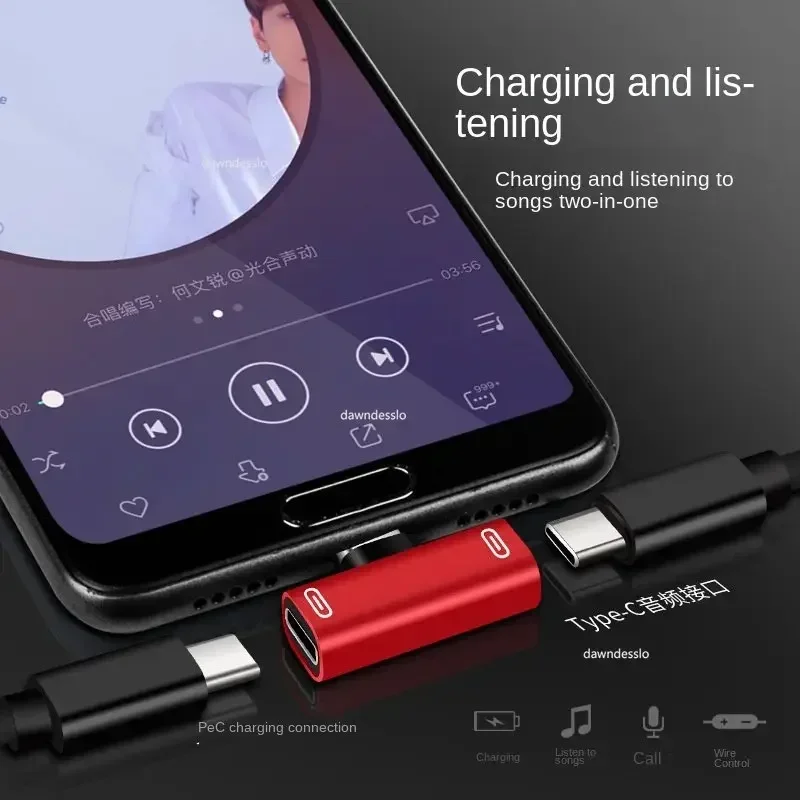 2 In 1 USB C Splitter Type C Male To Dual Type C Female Headphone Charger Adapter Splitter Converter