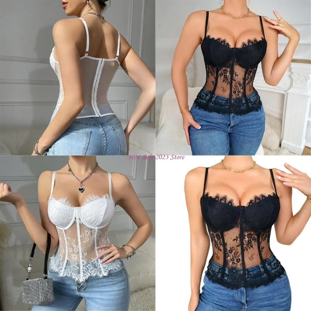 

49ME Удобное бюстье из полиэстера на шнуровке с дышащей сетчатой ​​тканью для женщин