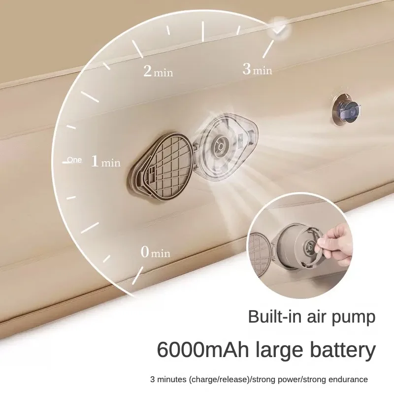 Colchón de cama automático para acampar al aire libre, bomba de inflado eléctrica inalámbrica integrada, cama de aire elevada de felpa para el hogar