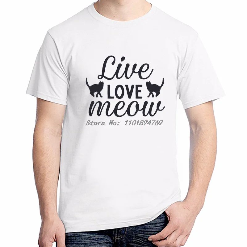 Camisetas y Tops de moda Live Love Meow, camisetas gráficas de productos recién llegados, camiseta de manga corta de alta calidad, Camiseta estampada de algodón