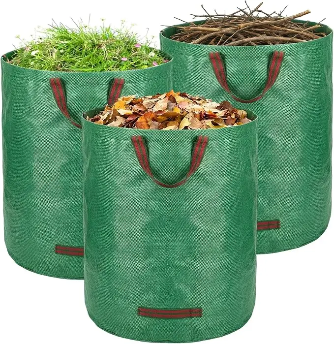 Large Heavy-Duty Garden Garbage Bag with Handle - Reusable, Waterproof Leaf and Grass Yard Garbage Bag - Usable