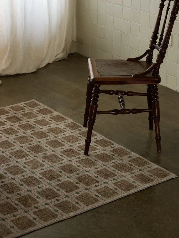 Alfombras geométricas de celosía marrón, Alfombra creativa Vintage para sala de estar, Alfombra suave antideslizante para dormitorio, alfombras para