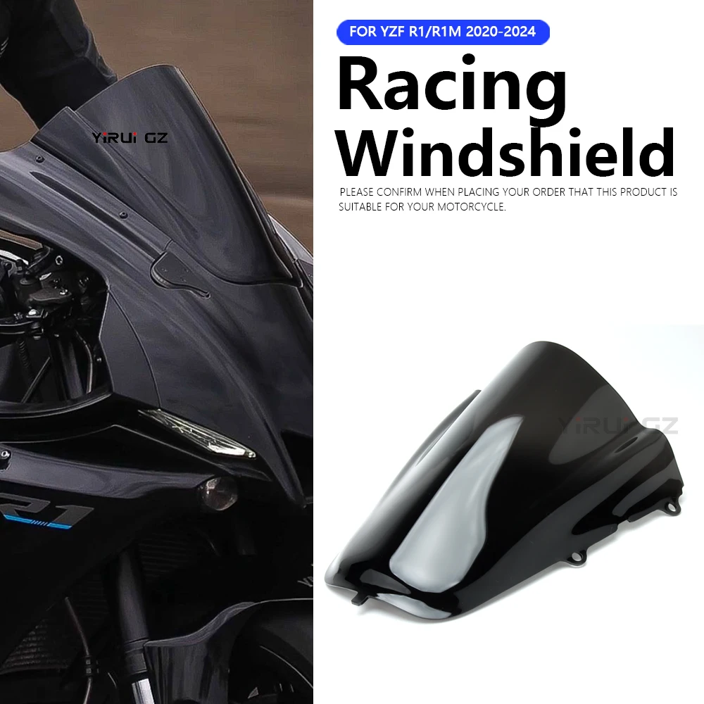 For Yamaha YZF R1 Windscreen Motorcycle Windshield Wind Deflector Screen Double Bubble YZFR1 R1M YZF-R1 2020 2021 2022 2023 2024