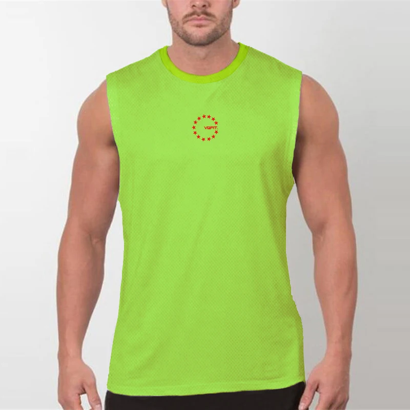 Breathable Mesh Running Vests  Men Quick Dry Sleeveless Tank Top Graphic Print Athletic Shirt for Muscle Gym Workout Fitness Run