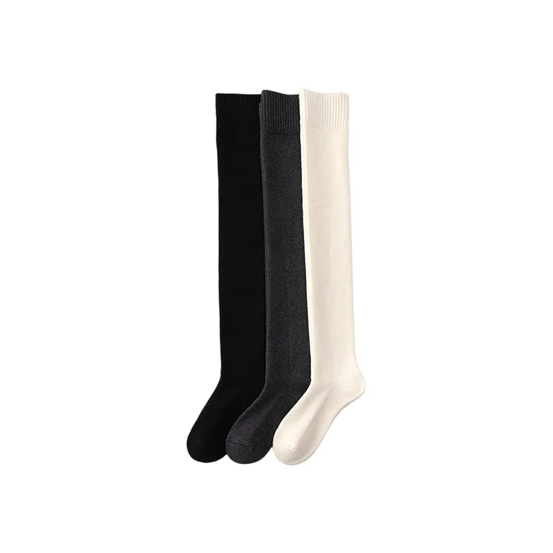 الشتاء الدافئة الكشمير الجوارب فوق الركبة المرأة أفخم المنزل النوم الطابق الجوارب الطويلة Jk بلون لينة الفخذ العليا متعة الجوارب #5