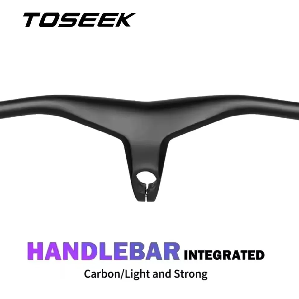 TOSEEK T800 Carbonfaser-Lenker MTB-Fahrradlenker Mountainbike Einförmiger integrierter Lenkervorbau -17 Grad KEIN LOGO