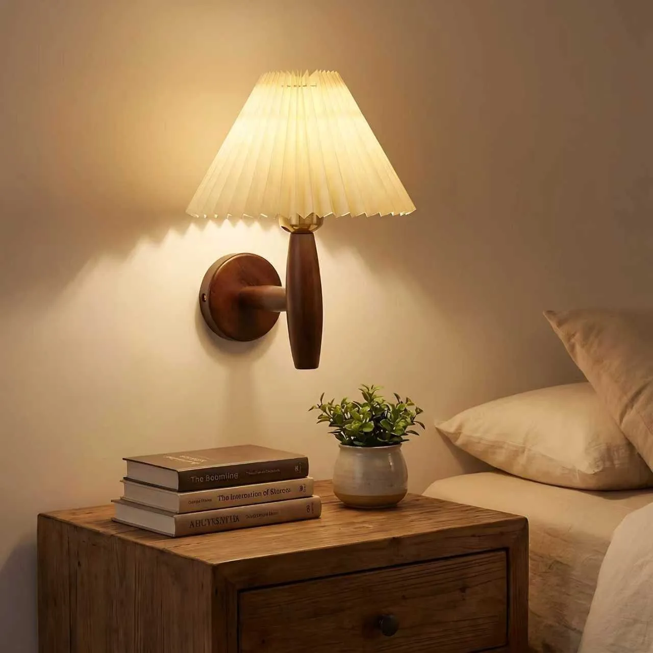 NEW Fabric Bedside Wall Lamp Bedroom Charge Magnetic Suction Indoor Lighting No Wiring Retro Atmosphere Wall Lamp Remote Control
