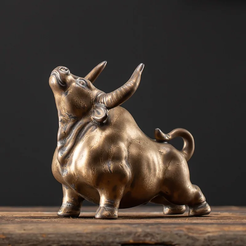 Ceramic Fengshui Buffalo Small Ornaments To Attract Wealth Chinese Style Home Desktop Decoration Zodiac Ox Gifts
