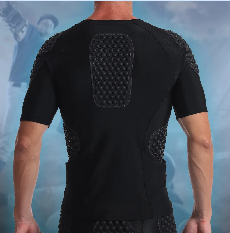 Men's Honeycomb Anti-Collision Short Sleeved Top Basketball Rugby Tight Protective Gear Football Goalkeeper EVA Armor