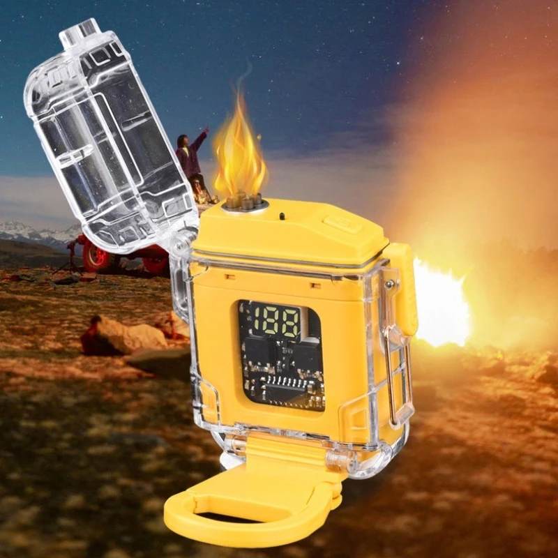 Nuevo Encendedor magnético resistente al viento para deportes al aire libre, Camping, resistente al agua, arco de Plasma, recargable por USB, encendedor con pantalla LED de larga duración