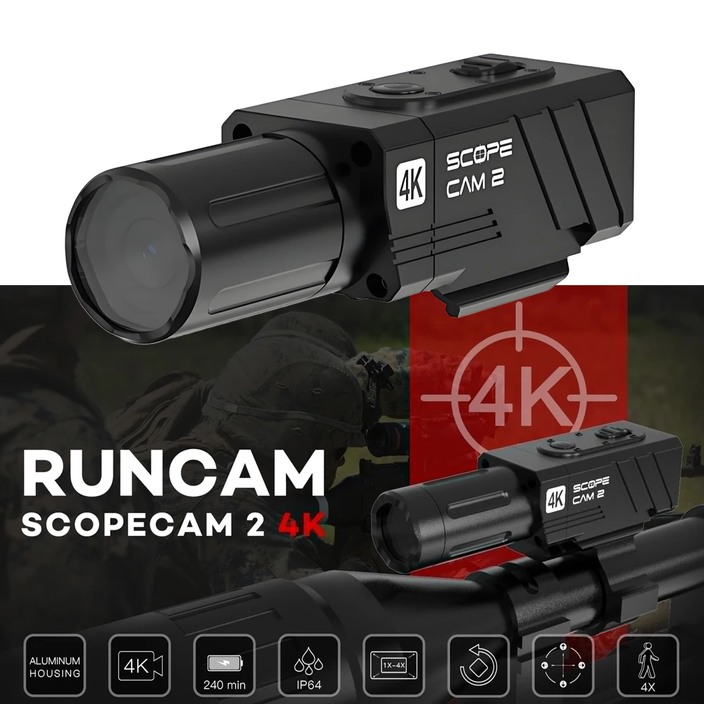 

RunCam Run Cam Scope Cam 2 Cam2 4K 8MP Камера для страйкбола с цифровым зумом