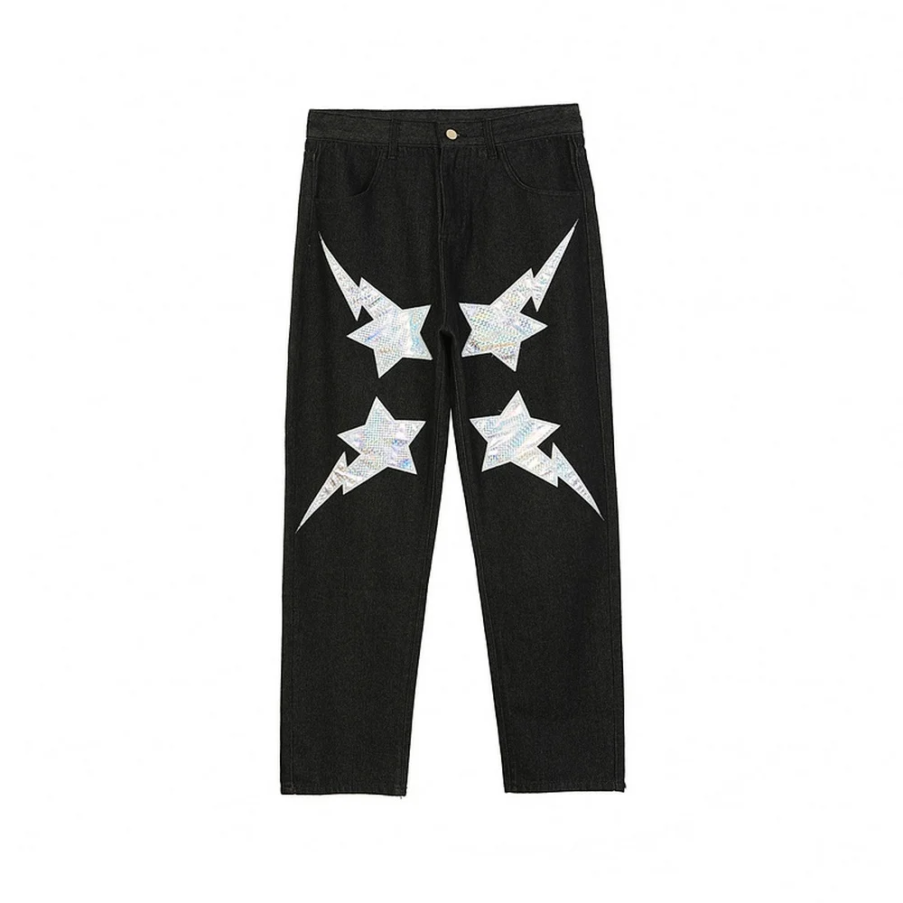 

Style Reflective Patchwork y2k Pants 2022 New Vintage Retro Metal Punk Goth Women Denim Gothic Jeans Trouser Hip Hop Streetwear