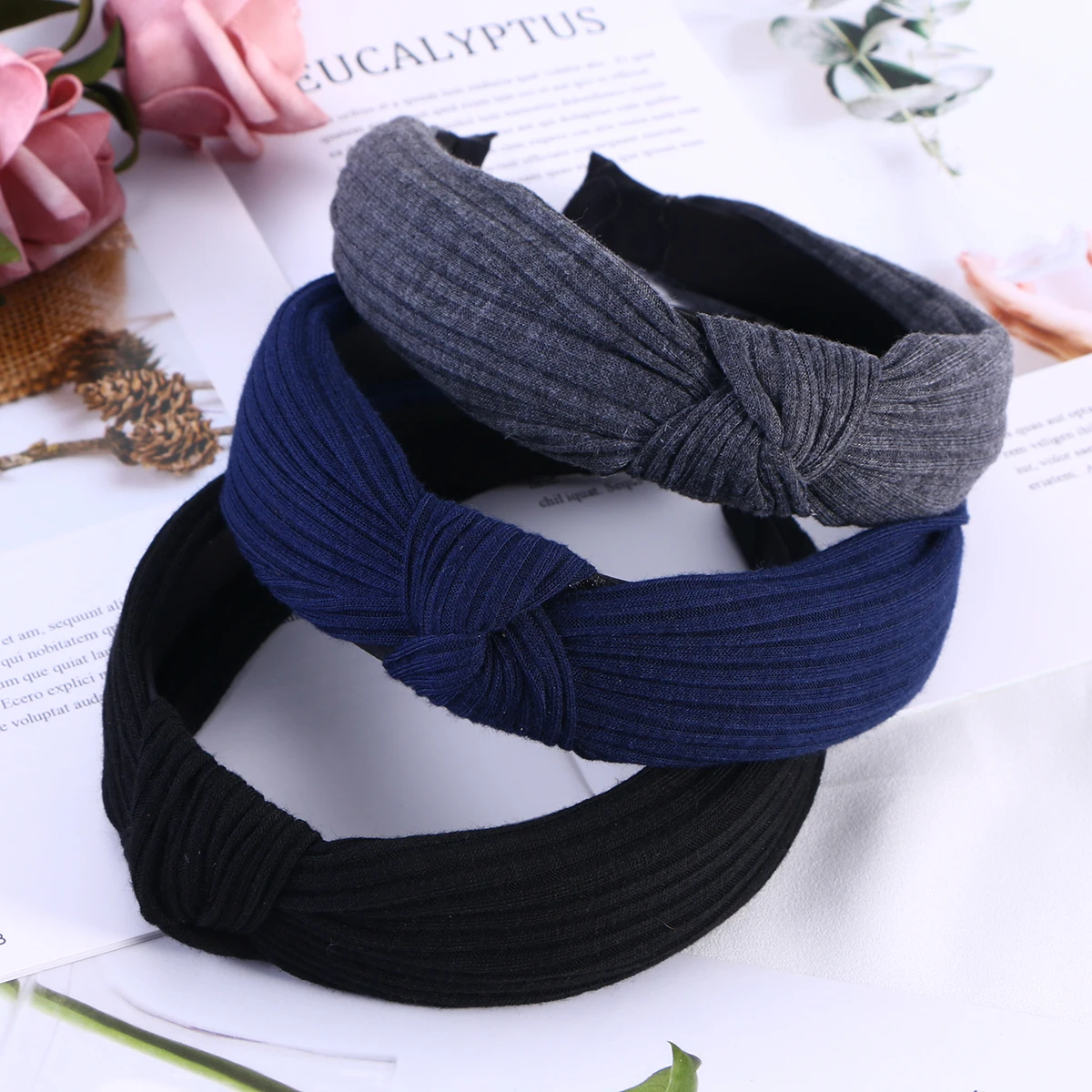 

6Pcs Knot Turban Headbands Wide Stripes Cloth Hairbands for Women Girls Boutique Fashion Hair Accessory Hairband
